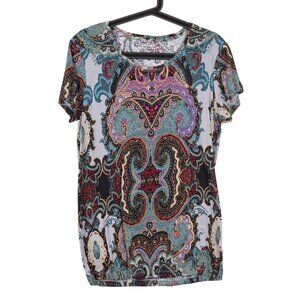 Daisy Fuentes Paisley Shirt XL Womens Short Sleeve Multicolor My Favorite T